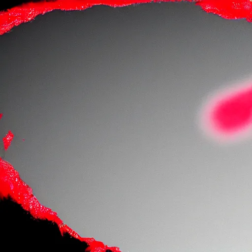 Image similar to a large glob of black fuzz floating in the middle of the screen, with a red outline, matte painting, concept art, 4 k