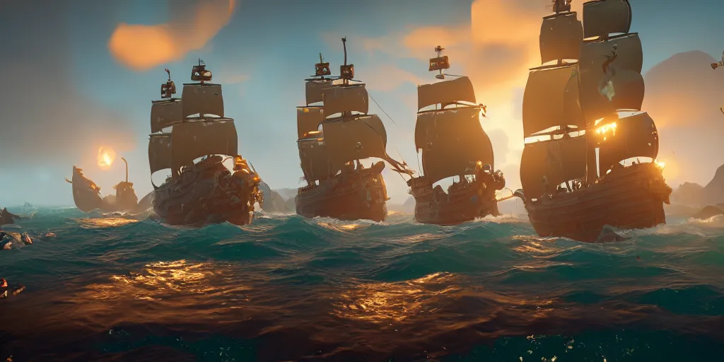 Image similar to sea of thieves screenshot, kraken, dark, storm, unreal engine, digital art