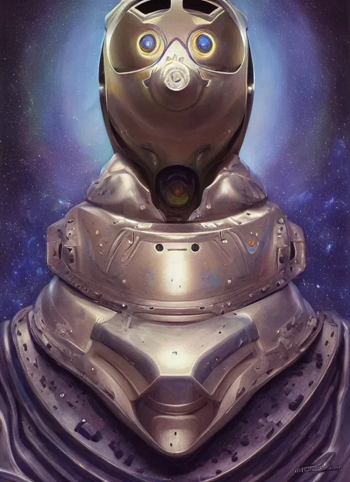 Image similar to holographic mf doom space eyes, metal cosmic skin. intricate, elegant, highly detailed, centered, digital painting, artstation, concept art, smooth, sharp focus, illustration, artgerm, tomasz alen kopera, peter mohrbacher, donato giancola, joseph christian leyendecker, wlop, frank frazetta