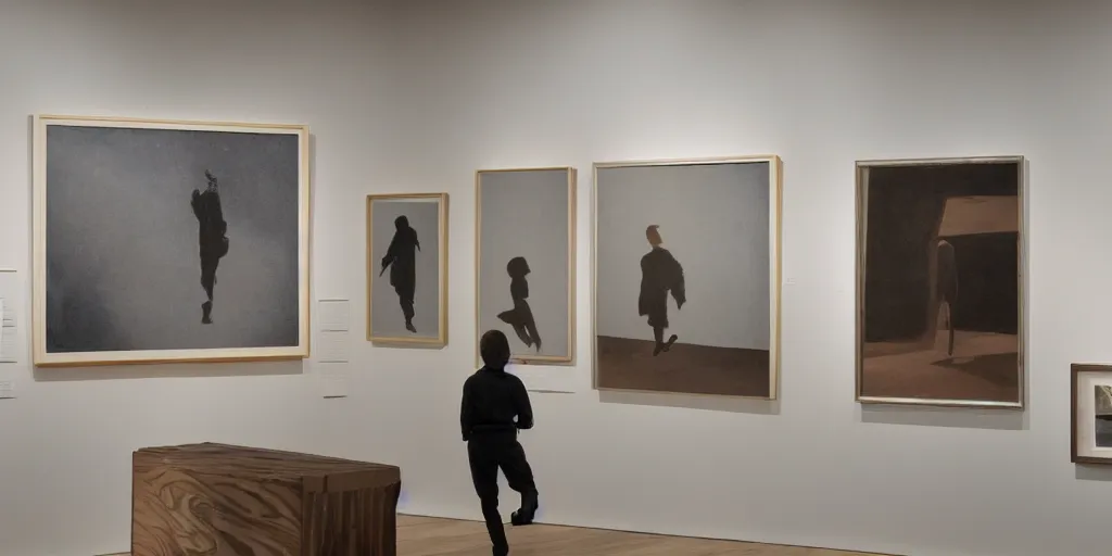 Image similar to an art gallery with pictures in the style of tim eitel