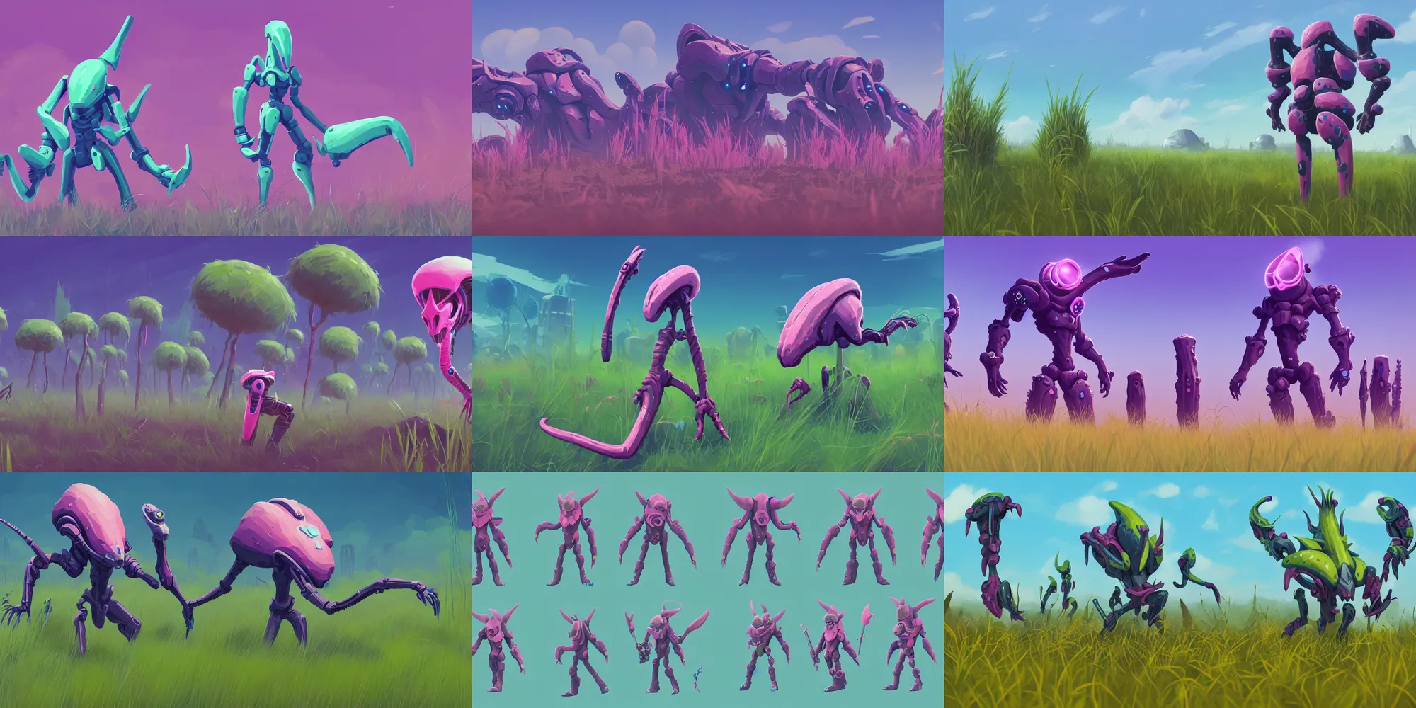 Prompt: game asset of unique alien tall grass, in gouache detailed paintings, props, stylized, 2 d sprites, kitbash, arcane, overwatch, blue and pink color scheme, 8 k, close up