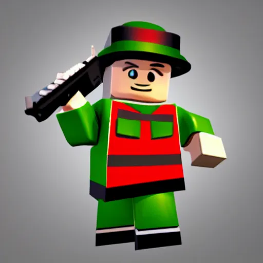 Image similar to roblox character holding a glock