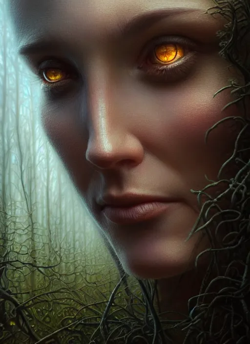 Image similar to closeup portrait shot of a paranormal detective in nature in a scenic dystopian environment, intricate, elegant, highly detailed, centered, digital painting, artstation, concept art, smooth, sharp focus, illustration, artgerm, tomasz alen kopera, peter mohrbacher, donato giancola, joseph christian leyendecker, wlop, boris vallejo