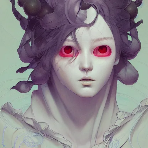 Image similar to prompt : panteon character portrait soft light painted by james jean and katsuhiro otomo and erik jones, inspired by evangeleon anime, smooth face feature, intricate oil painting, high detail illustration, sharp high detail, manga and anime 1 9 9 9