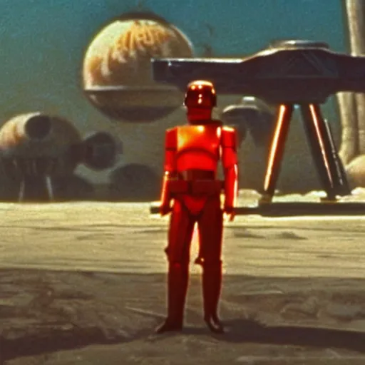 Prompt: screenshot from a soviet star wars movie from 1 9 7 7