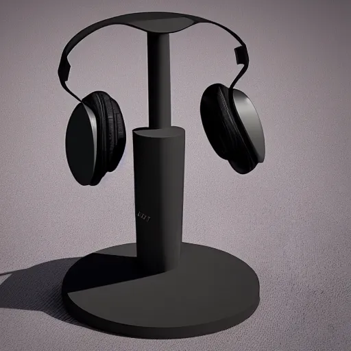 Prompt: headphone stand!!!!, futuristic, techno, cyberpunk, product design, 3 d render, concept, fun, swag