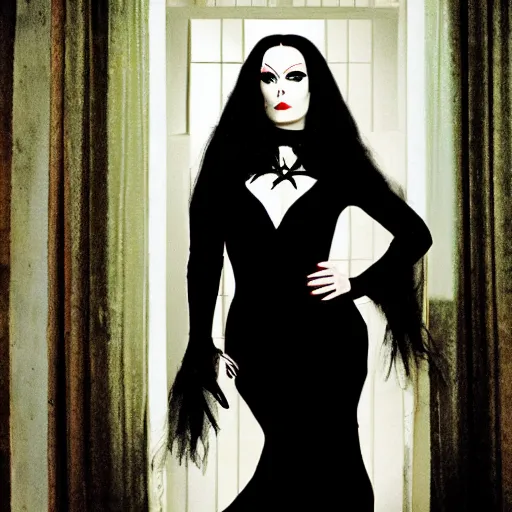 Image similar to amy adams as morticia addams