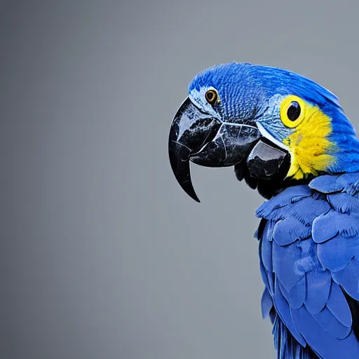 Prompt: small hyacinth macaw on the shoulderof a bigger hyacinth macaw, digital art, 4 k, highly detailed