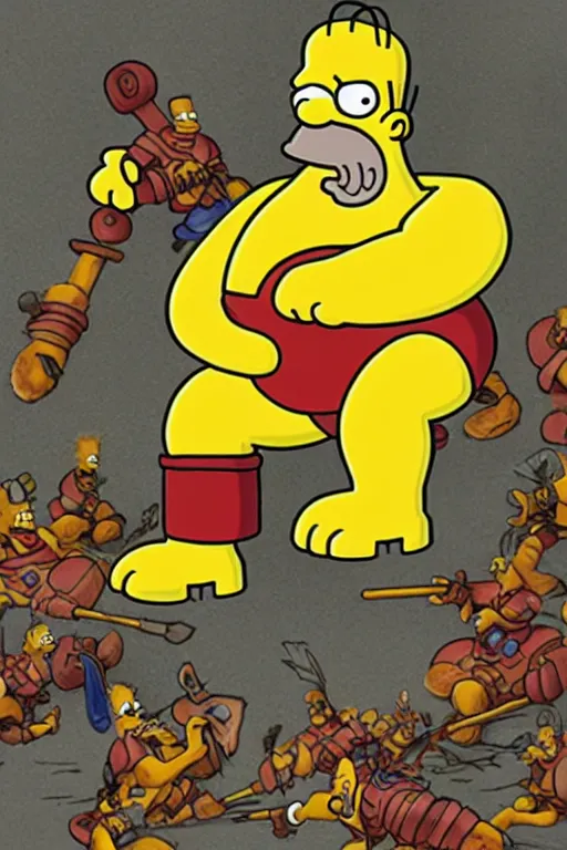 Prompt: Homer Simpson as Grommash Hellscream