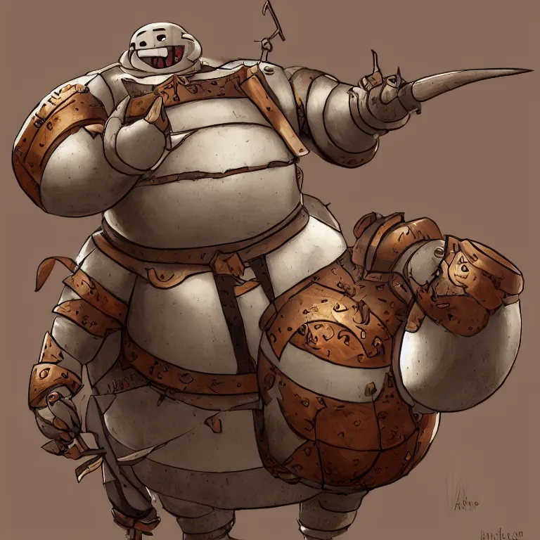 Image similar to a medieval fantasy baymax made out of wood and copper, digital art, trending on artstation