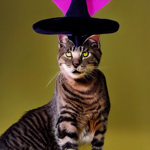 Image similar to photograph of a cat with witch's hat