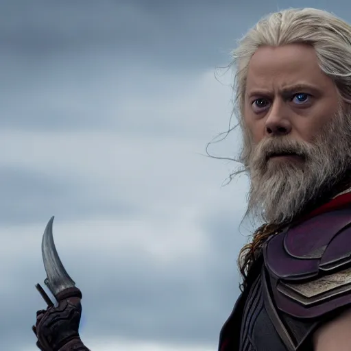 Prompt: emma stone as odin all father from thor movie, highly detailed, cinematic shot, cinematic lighting, 8 k