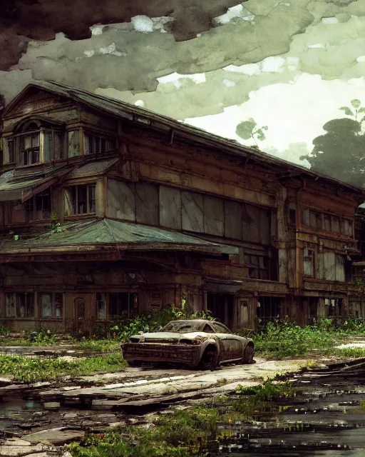 Image similar to a beautiful photorealistic highly detailed coach house city abandoned nature by winslow homer, apocalyptic studio ghibli universe evil postcyberpunk futuristic sci - fi elysian, archdaily, wallpaper, highly detailed, trending on artstation.