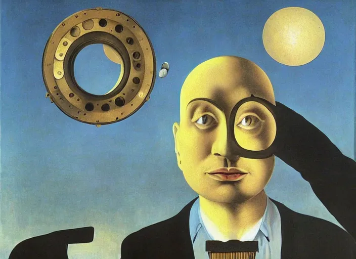 Image similar to singing strange machine by rene magritte and salvadore dali