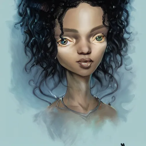 Prompt: happy birthday beautiful worrier girl, fantasy novel by Neil Gaiman, highly detailed portrait of a beautiful black hair girl, trending on artstation