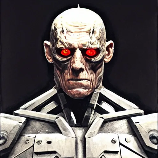 Image similar to michael berryman as victor stone, full body concept, cyborg, borg, strogg, face of a man, terminator, flesh, quake strogg, doom demon, wolfenstein, monstrous, powerful, symmetry, symmetrical, concept art by ruan jia and greg rutkowski