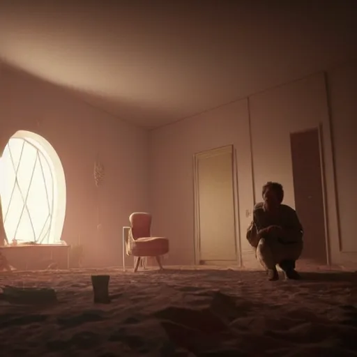 Image similar to colour aesthetic scene from duna ( 2 0 2 1 ) by denis villeneuve and gregory crewdson style with hyperrealistic highly detailed faces. many details by andrei tarkovsky and caravaggio in sci - fi style. volumetric natural light rendered in blender and octane render