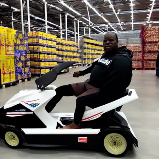 Image similar to NotoriousBIG riding jetski at costco