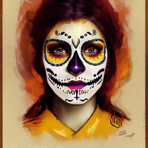 Image similar to portrait, day of the dead by petros afshar, hyper real, laurie greasley, jc leyendecker and singer sargent