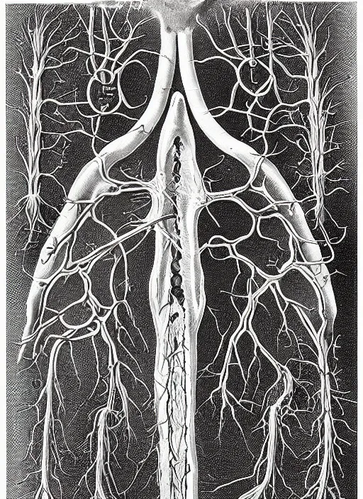 Image similar to “Detailed Scientific illustration of human artillery veins by Ernst Haeckel with explanations”