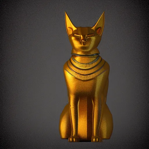 Prompt: ancient egyptian god bastet, depicted as a 3 d render, artstation, blender