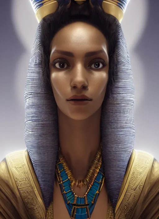 Prompt: an anthropomorphic beautiful female wizard of pharaoh portrait wearing robe, fine art, award winning, intricate, elegant, sharp focus, octane render, hyperrealistic, cinematic lighting, highly detailed, digital painting, 8 k concept art, art by jamie hewlett and z. w. gu, masterpiece, trending on artstation, 8 k