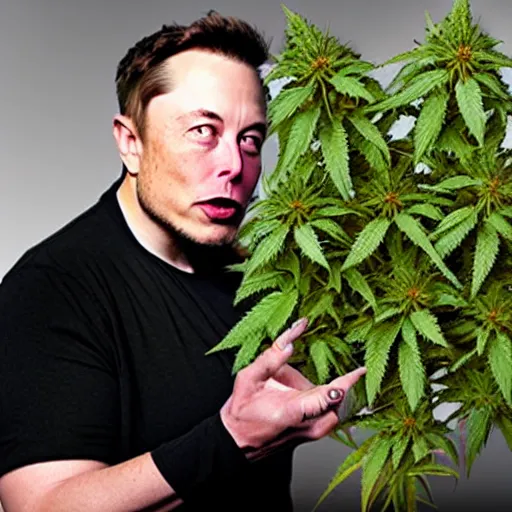 Image similar to elon musk using weed