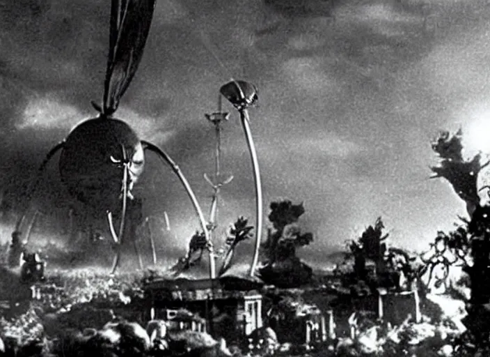 Prompt: scene from the 1939 science fiction film The War Of The Worlds