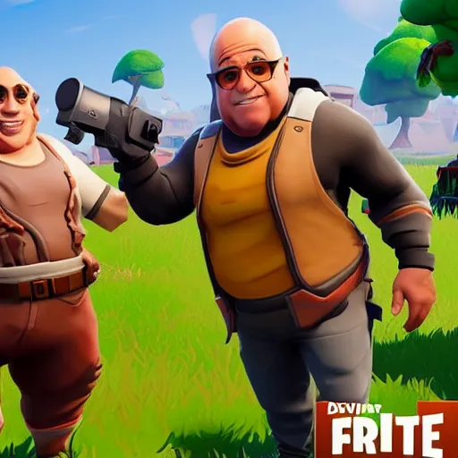 Image similar to an in-game screenshot of Danny Devito as a skin in Fortnite