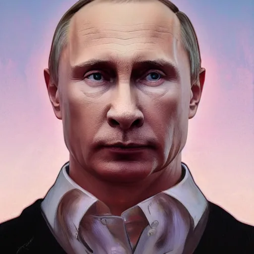 Prompt: portrait of Vladimir Putin with a pig nose, looking at camera, intricate, extremely detailed, digital painting, artstation, concept art, smooth, sharp focus, illustration, intimidating lighting, incredible art by artgerm and greg rutkowski and alphonse mucha and simon stalenhag