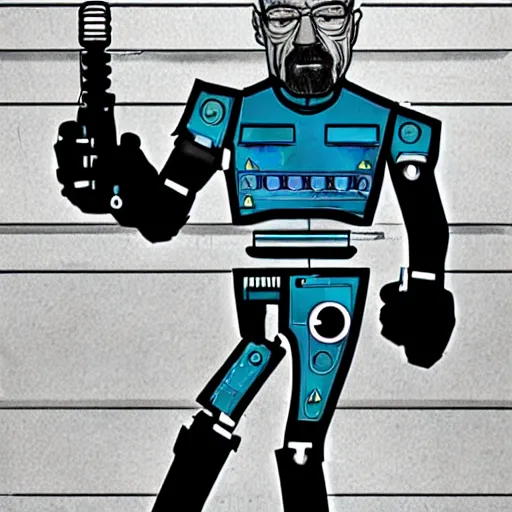 Image similar to walter white is a cyborg robot
