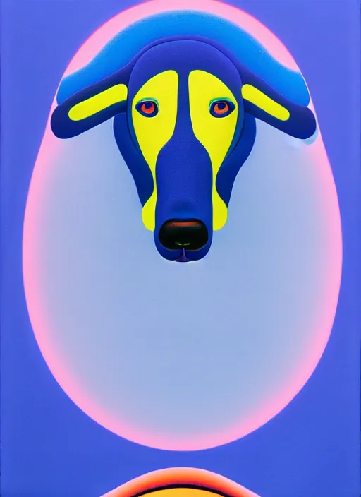 Image similar to greyhound by shusei nagaoka, kaws, david rudnick, airbrush on canvas, pastell colours, cell shaded, 8 k