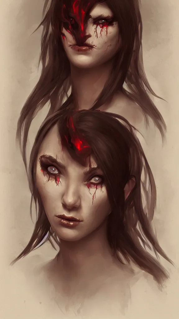 Image similar to portrait of demonic priestess, byAndres Rios, cgsociety