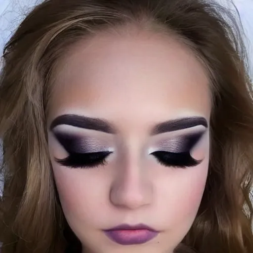 Image similar to A completely normal human face with beautiful makeup