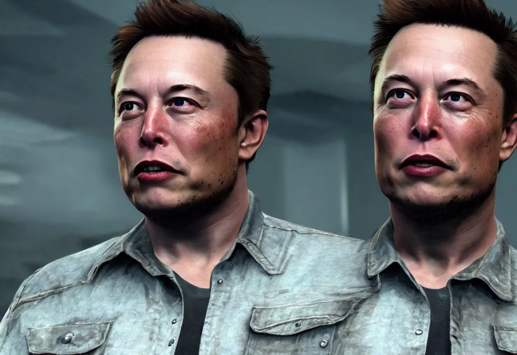 Image similar to a screenshot of elon musk in the video game in the last of us. close up, 3 d rendering. unreal engine. amazing likeness. very detailed.