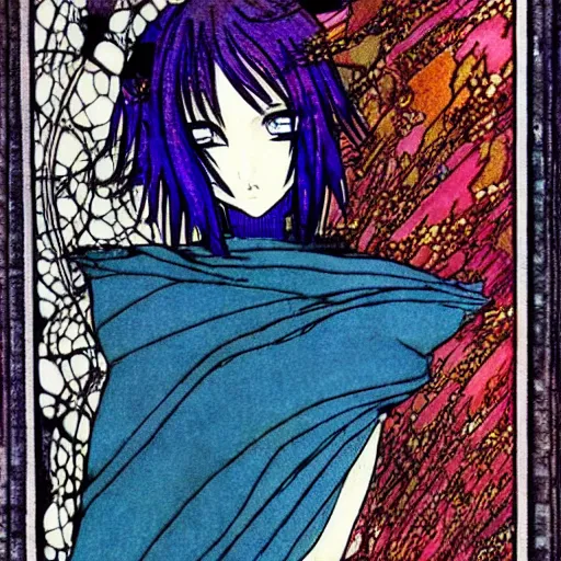 Image similar to anime girl, artwork by Harry Clarke, highly detailed, anime, manga