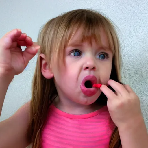 Image similar to small girl eating her bogies