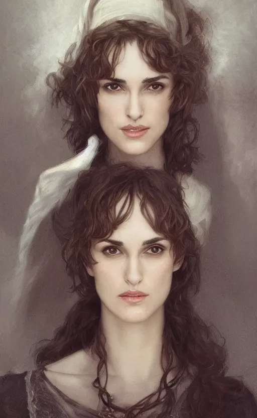 Image similar to winona ryder, kiera knightly, traditional corsican, intricate, highly detailed, artstation, illustration, jurgens, rutkowski, bouguereau, ferri, lipking