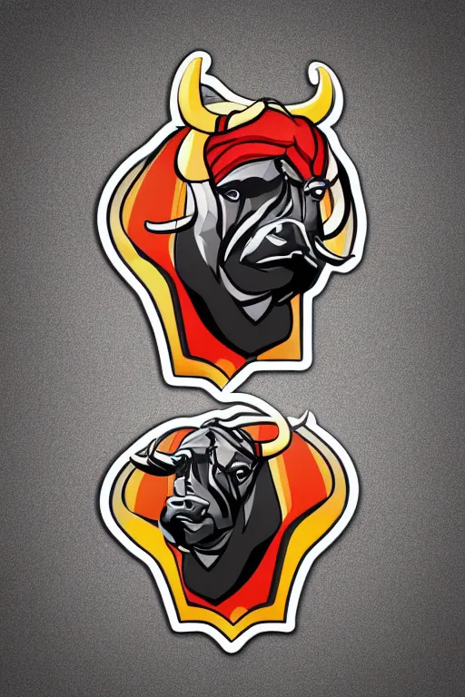 Image similar to A portrait of a dictator bull, sticker, highly detailed, colorful, illustration, smooth and clean vector curves, no jagged lines, vector art, smooth