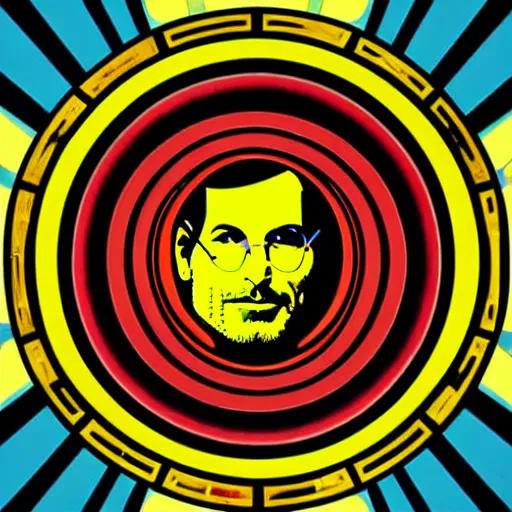 Image similar to steve jobs mandala propaganda poster, by shepard fairey.