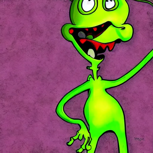 Image similar to freaky fred from courage the cowardly dog, big creepy smile, digital art, cartoon art,