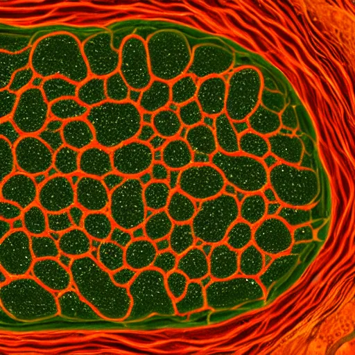 Image similar to tunneling electron microscope image of a mitochondria organelle leaking oxygen. false color. mit technology review. nature journal. nobel prize winning. ultra detailed 8 k tiff