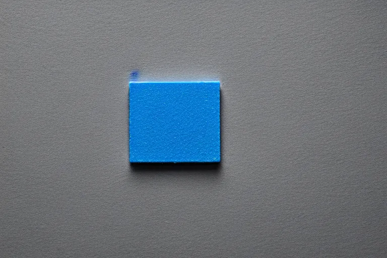 Prompt: single blue lego brick on white studio floor, soft light, 3 5 mm