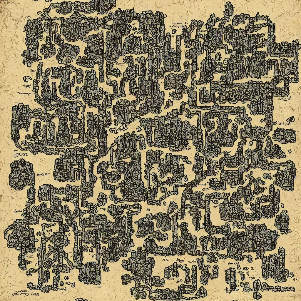 Image similar to dungeon map by dysonlogos, nine rooms, map of osr dungeon, 1 0 foot, map of tomb of horror, high resolution,