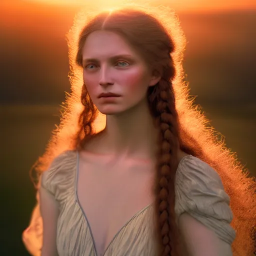 Prompt: photographic portrait of a stunningly beautiful arts and crafts movement renaissance female in soft dreamy light at sunset, contemporary fashion shoot, by edward robert hughes, annie leibovitz and steve mccurry, david lazar, jimmy nelsson, breathtaking, 8 k resolution, extremely detailed, beautiful, establishing shot, artistic, hyperrealistic, beautiful face, octane render