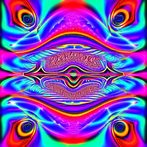 Prompt: digital art of 👽 fantasy psychedelic face melting geometric blotter fractal