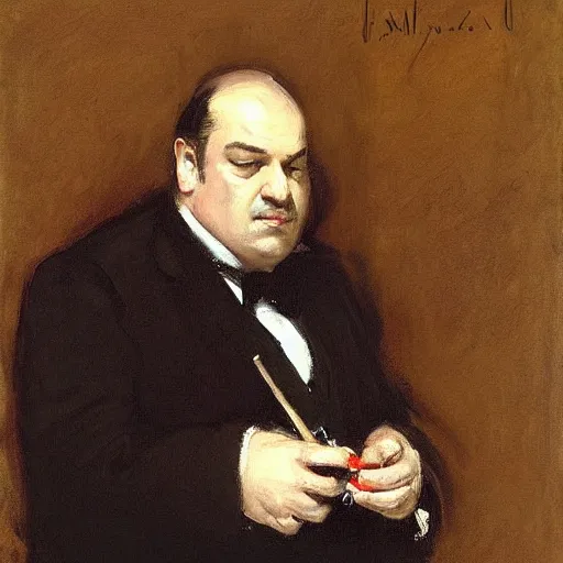 Prompt: portrait of tony soprano smoking a cigar, hyperrealistic, super detailed, by john mcneill whistler, by john singer sargent