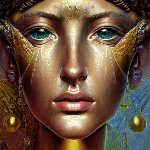 Image similar to hyperrealistic mixed media painting of beautiful goddess Athena, stunning 3d render inspired art by P. Craig Russell and Barry Windsor-Smith, perfect facial symmetry, dim volumetric lighting, 8k octane beautifully detailed render, post-processing, portrait, extremely hyper-detailed, intricate, epic composition, cinematic lighting, masterpiece, trending on artstation, very very detailed, masterpiece, stunning