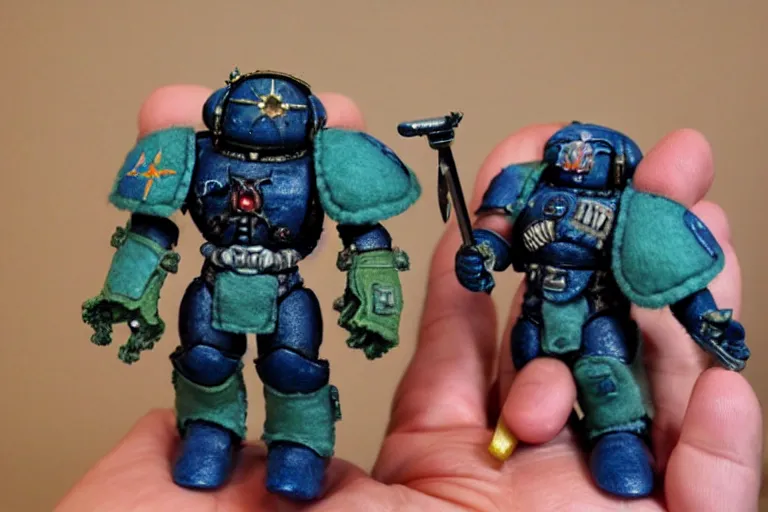 Image similar to needle felted warhammer space marine