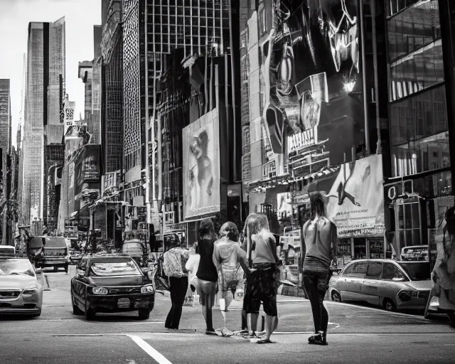 Prompt: monsters in new york city, street photograph